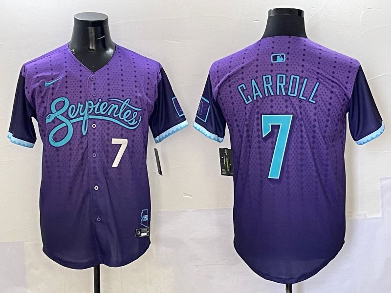 Men Arizona Diamondback #7 Carroll Purple Joint Name 2025 Nike MLB Jersey style 3